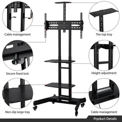 Studio Monitor TV Cart – Rolling Display Stand with Adjustable Mount for 32–75” Screens | Mobile Visual Console for Music Production & Recording Studios image 4