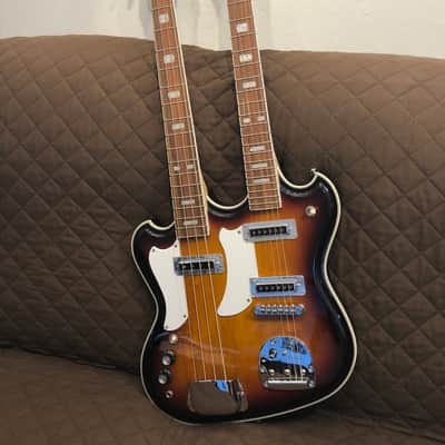 Eastwood MRG Series Double-Neck LH Bound Maple Top Body & Neck 4/6-String Electric Guitar w/Gig Bag for Left Handed Players image 1