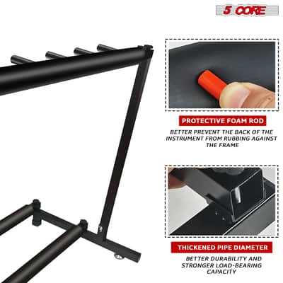 5 Core Multi Guitar Rack Stand Floor 5 Slot Adjustable Flying V Guitars Holder image 7