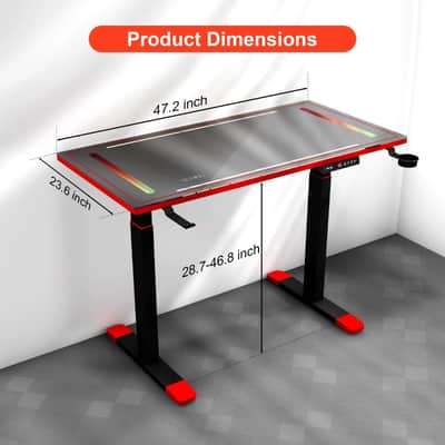 47" RGB Glass Music Studio Desk w/ Dual Motor Lift, Bluetooth Audio & LED Lighting image 3