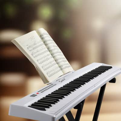 Glarry 88 Key Foldable Semi-Weighted Digital Keyboard - White image 5