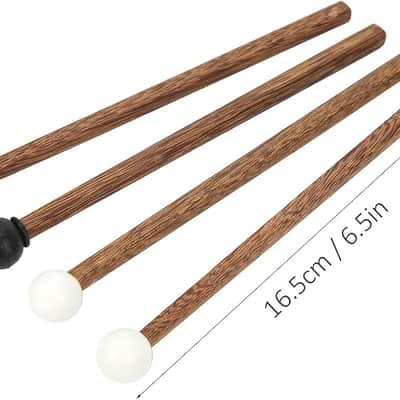 Drum Stick Steel Drum Mallet, 4Pcs Steel Tongue Drum Mallet Children's Rubber Drumstick, Percussion Rubber Drum Stick with Wood Handle 6.5 Inches for Kids image 2