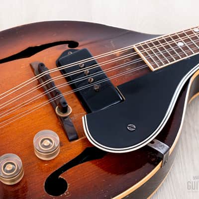 1948 Gibson EM-150 Vintage A-Style Electric Mandolin Sunburst w/ P-90, Case image 6