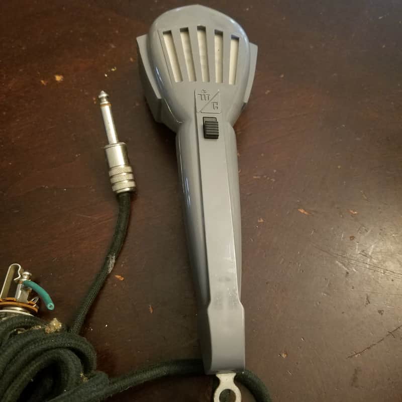 Webster Chicago RARE plastic handle variant MM35 Vintage Crystal Harp Mic 1950s MM-35 grey plastic cloth cord image 1