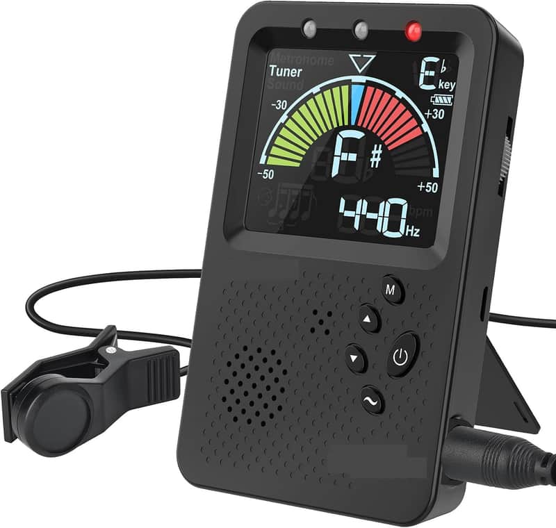 Metronome Tuner, Rechargeable 3 In 1 Digital Metronome with Vocal Count, Tone Generator Tuners for Guitar, Bass, Violin, Ukulele, Chromatic, Clarinet, Trumpet, Flute, All Instruments, Black image 1