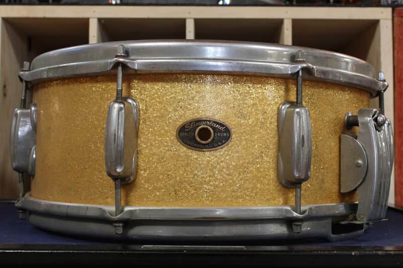 1960s Slingerland 5.5x14 Super Gene Krupa Snare Drum in Sparkling Gold Pearl image 1