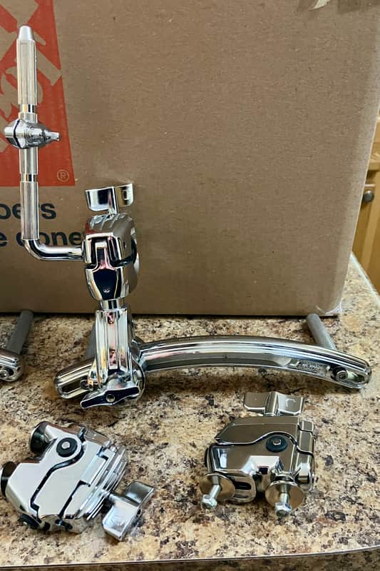 #2 Ludwig LAC2983MT Atlas Arch Rail Mount Assembly with 2 Brackets 2010s - Chrome image 1