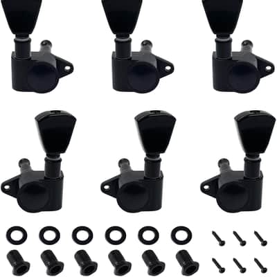 3L3R '60s Guitar Tuning Pegs Keys 15:1 Guitar String Tuning Keys Machines with 90 Degree Fixing Tag for Gibson/Epiphone Les Paul LP Electric or Acoustic Guitar JT/JXQ-05 Black Tulip Button image 1