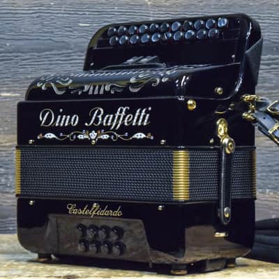 Dino Baffetti Super I 2-Row 8-Bass 21-Treble Button D/C# Black Diatonic Accordion w/Bag image 2