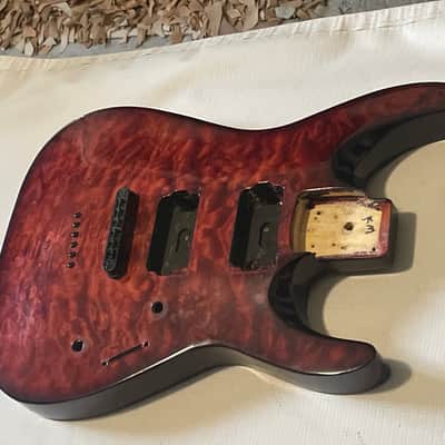 2010's India Jackson DKXT Dinky Arched Top Transparent Red Quilt Guitar Body Hard Tail image 3