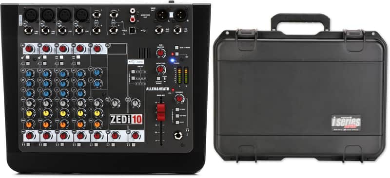 Allen & Heath ZEDi-10 10-channel Mixer with USB Audio Interface Bundle with SKB 3i-1813-7B-C iSeries 1813-7 Waterproof Case with Cubed Foam image 1