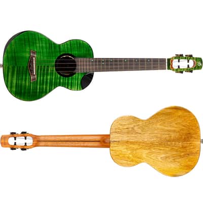 Flight Comet EQ-A Green Tenor Ukulele New - solid stained flamed maple top image 5