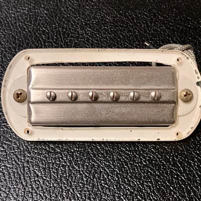 Vintage Pair Gibson P13 Pickup Set With Surrounds 1950’s Nickel Harmony Silvertone image 4