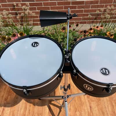 LP Latin Percussion LP256NY City Series 13″/14″ Black Sand Steel Timbales w/ Black Hardware image 5