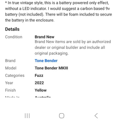 Balmoral Electric Tone Bender MKIII 2022 - Yellow image 11