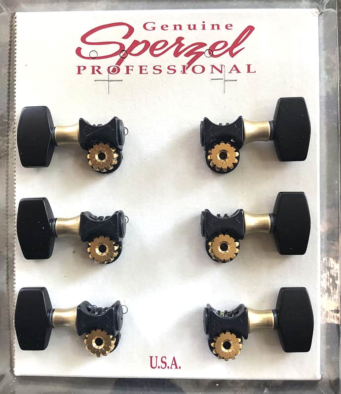 Sperzel 3 x 3 "Soundlok" locking graduated Gold & Black Tuners image 1