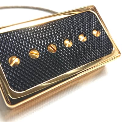 Q pickups Humbucker Sized P90s Set GOLD COVER BLACK FOIL PAF Fits Gibson Epi Greco Ibanez P90 Tone image 7
