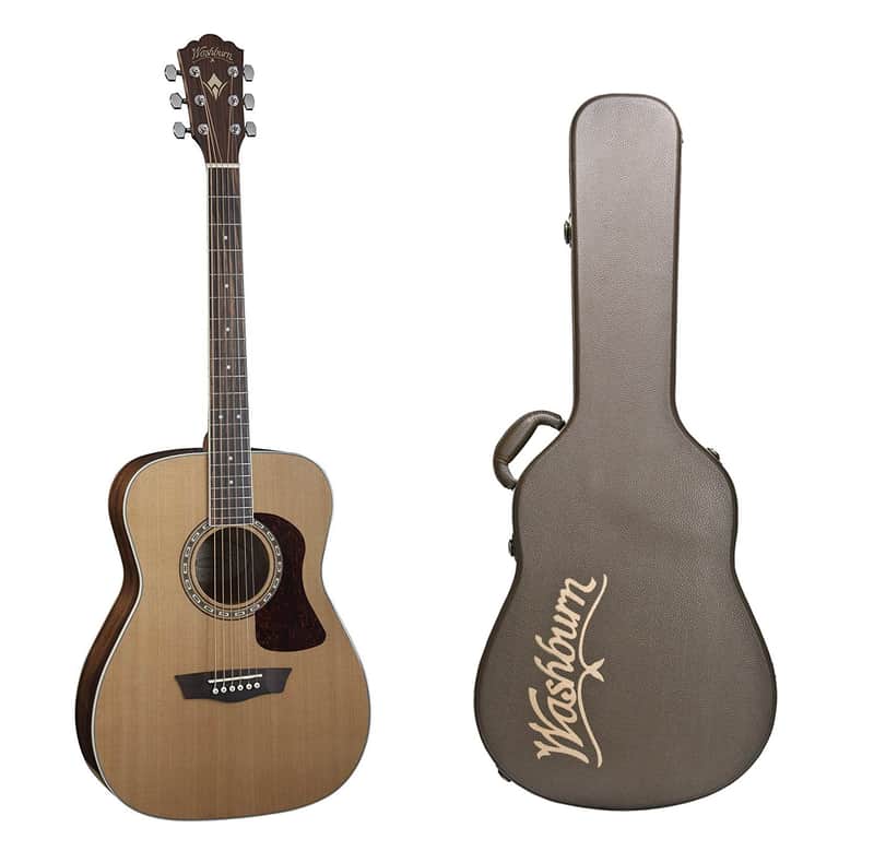 Washburn Heritage Series Acoustic Folk Guitar - Solid Red Cedar Top+Washburn Deluxe Hard Case for Fo image 1