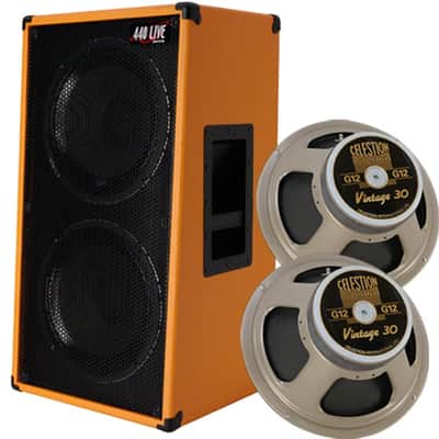 2x12 Vertical Guitar Speaker Cabinet 8 ohms Orange Tolex W/Celestion Vintage 30 Speakers US MADE image 1