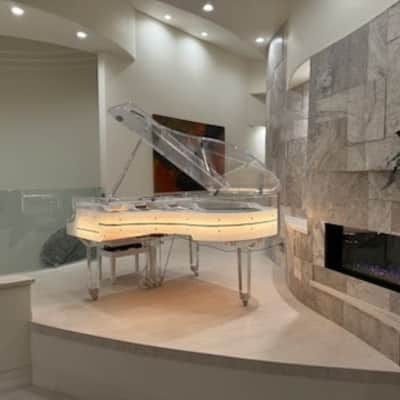 (New) PIANOLI Crystal Acrylic Grand Piano w/QRS PNO4 Player & LED Case. Transparent / Clear Cabinet. Luxury Player Piano. image 4
