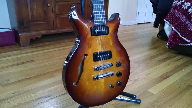 Hamer Artist Korina P90 Semi-Hollow Electric Guitar JazzBurst image 1