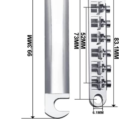 A Set of String Saddle Tune-O-Matic Bridge and Tailpiece with Studs for GB LP Style Electric Guitar (Chrome) image 3