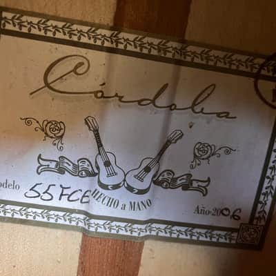 Cordoba 55FCE Thinline Electro Classical Acoustic Guitar Made in Spain 2006 image 3