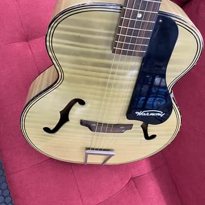 Harmony H1214 Archtone Acoustic Archtop Guitar 1950's - Blond with Faux Flame image 5