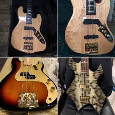 High-Mass 4-String Bass Bridge, Gold Finish - 5-Screw Mounting Retrofits 5-Hole Fender Bass Guitars image 3