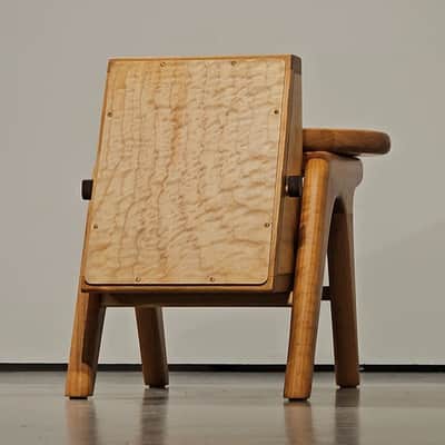 Handcrafted Cherry Wood Ergonomic Cajón Stool - Sculptural Cajon Chair image 6