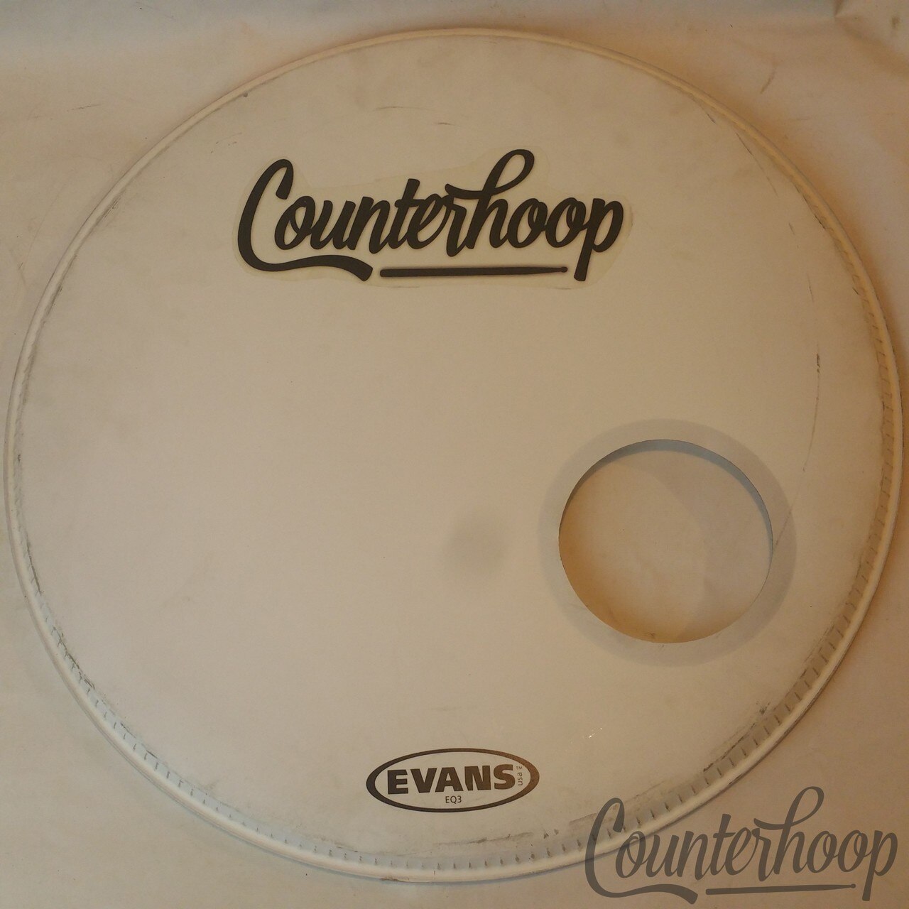 Evans/Counterhoop Logo 22" EQ3 Bass Drum Head Coated Ported Resonant Made In USA — main photograph