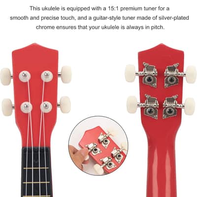 Soprano Ukulele 21"/53cm beginners, students kids guitar (Red) image 4