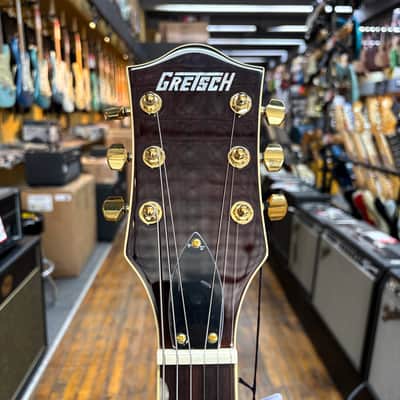 Gretsch Electromatic LTD Flame Okoume Broadkaster Semi-Hollow Electric Guitar with Bigsby Roundup Orange Stain image 7