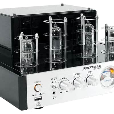 Rockville BluTube Tube Amplifier+5.25" Black Bookshelf Speakers+Black 36" Stands image 8