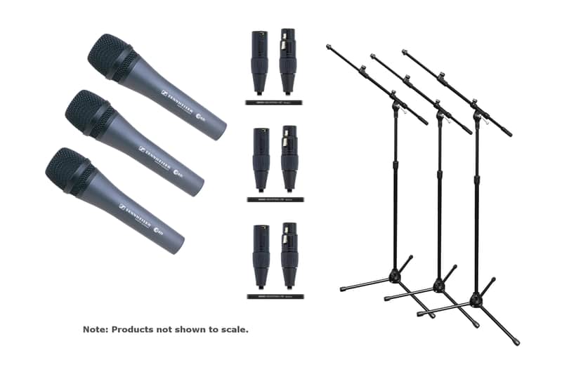 (Mint) Sennheiser E835-TRIO-K e 835 TRIO Bundle With (3) Mics + (3) Tripod Stands / Booms + (3) Cables image 1