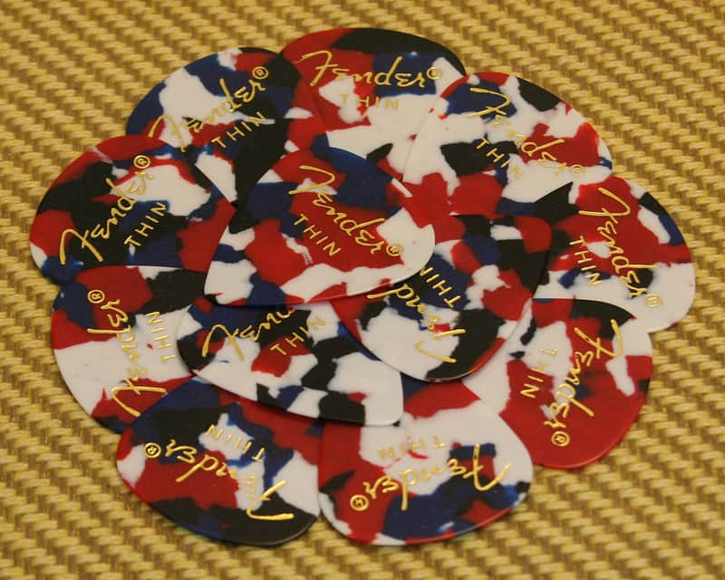 098-0351-750 (12) Fender Thin Confetti Celluloid Classic 351 Shape Guitar Picks image 1