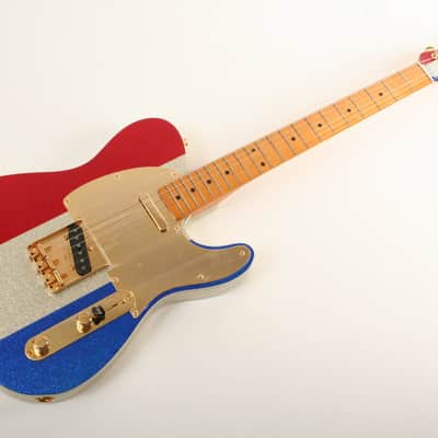 Fender Buck Owens Telecaster Maple Fingerboard Red Silver and Blue Sparkle MX24059251 image 4