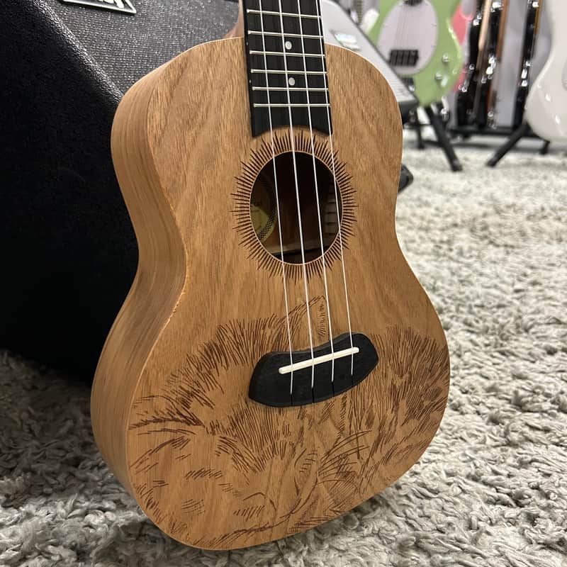 Laila UFG2311C CAT concert ukulele with cat engraving + cover image 1