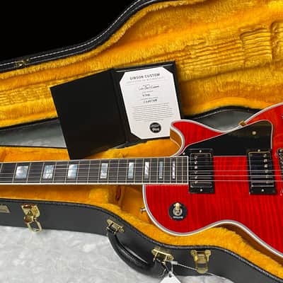 NEW! Gibson Dealer Select Custom Shop Les Paul Custom AAA Figured Flame Top - Transparent Red / Natural Back - Authorized Dealer - WOW! 9.5 lbs - G07455 image 15