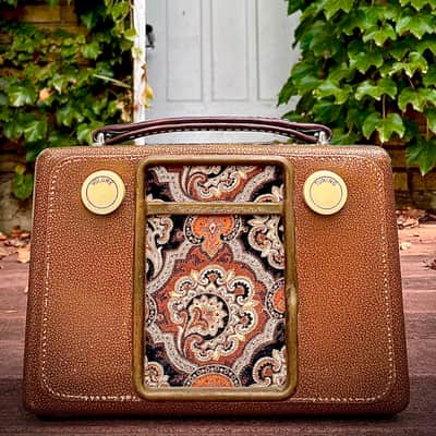 Rotary Connection Portable mini guitar cab with 8” vintage CTS speaker. Built from 50’s Westinghouse tube radio. 2025 - Tan/brown image 1