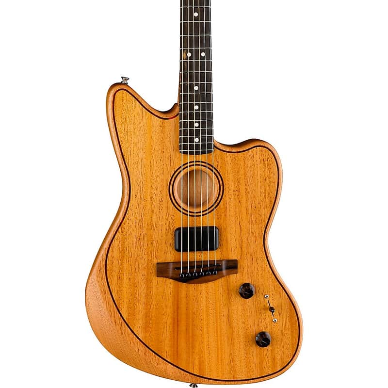 Fender American Acoustasonic Jazzmaster All-Mahogany Acoustic-Electric Guitar Regular Natural image 1