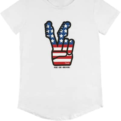 Fender Women’s Peace Sign T-Shirt, White, Medium image 1