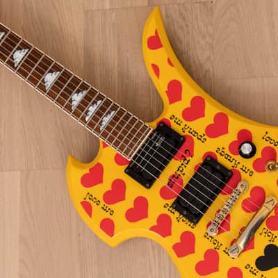 Burny Mockingbird MG-145S HY Hide X Electric Guitar Yellow Heart w/ Sustainer, Japan Fernandes image 7