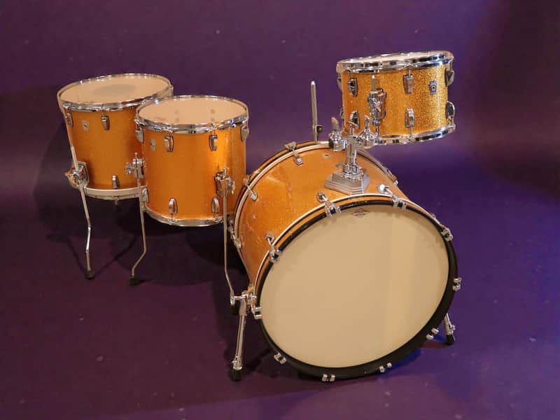Ludwig USA 4pc Drum Kit Set 6 Ply Maple 12/14/16/22" Gold Sparkle image 1