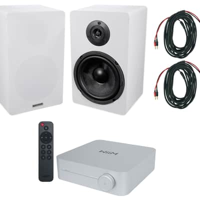 2) Rockville RockShelf 68W 360w 6.5" White Bookshelf Speakers+Bluetooth/Wifi Amp image 1