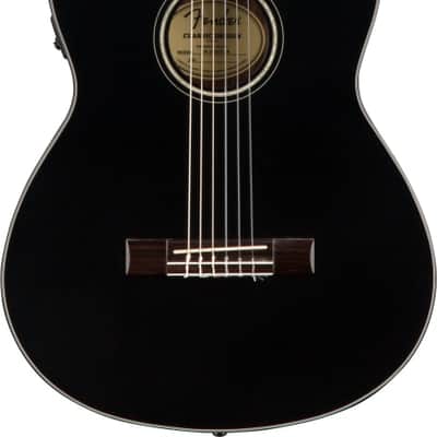 Fender CN-140SCE Nylon Thinline Acoustic Electric Guitar. Walnut FB, Black w/case image 8