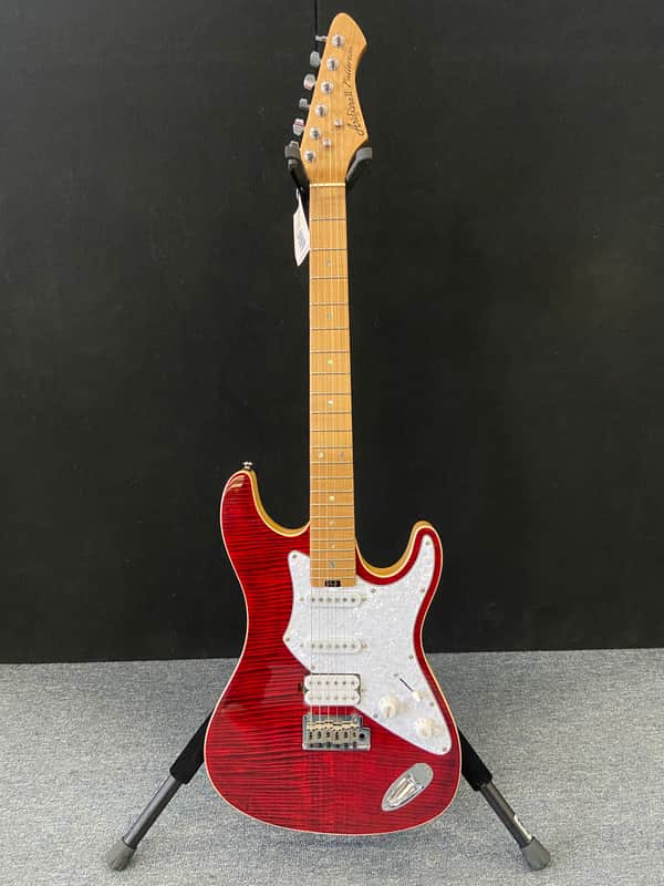Aria Pro II 714 Mk2 Fullerton Ruby Red Flame Top Electric Guitar