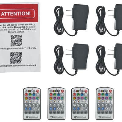 Rockville 4 PACK MINI RF1 V3 Black Rechargable RF DJ Wash Lights+Bag+Controller image 18