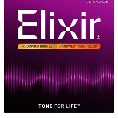 Elixir 16152 Phosphor Bronze (12 String) Acoustic Guitar Strings with NANOWEB. Light 10-47 & 10-27 image 1