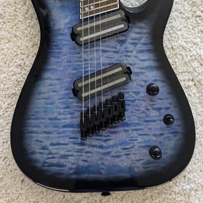 Jackson X Series Soloist Arch Top SLATX7Q 7-String Guitar, Trans Blue Burst DEMO image 3